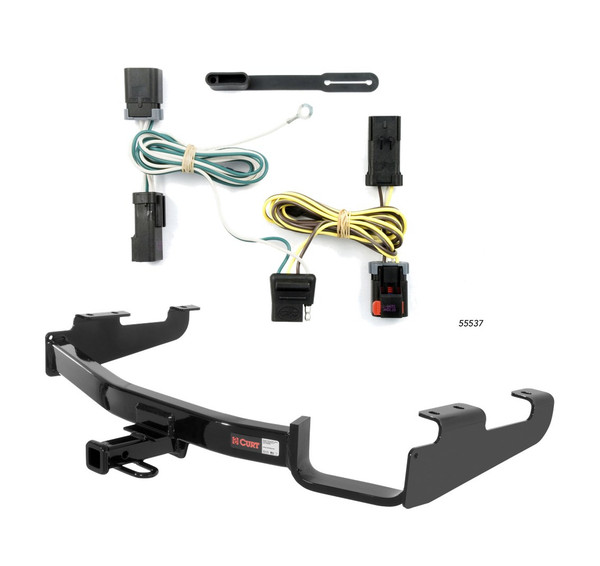 2004 - 2007 Chrysler Town & Country Excluding Stow 'n Go Curt 1-1/4", Class 2 Trailer Tow Hitch + 4-flat Wiring Kit 12362 - CURT