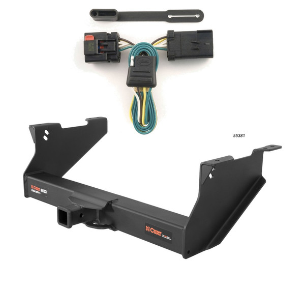 2003 - 2008 Dodge Ram 1500 With or without factory receiver (built in or after 11/02) Curt 2", Class 5 Trailer Tow Hitch + 4-flat Wiring Kit 15409-1 - CURT