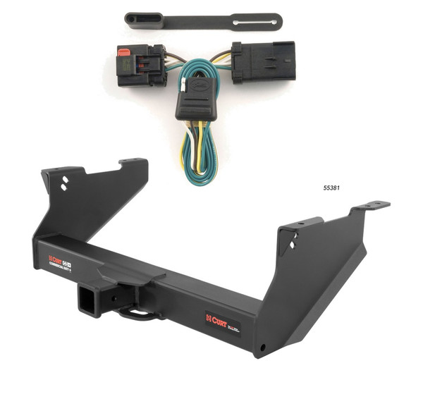 2003 - 2010 Dodge Ram 3500 Fits with or without factory receiver Curt 2-1/2", Class 5 Trailer Tow Hitch + 4-flat Wiring Kit 15809 - CURT