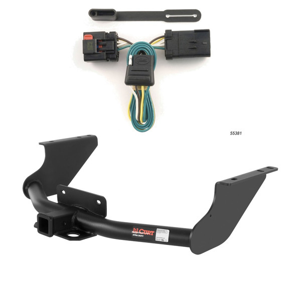 2009 - 2010 Dodge Ram 1500 Excluding factory receiver Curt 2", Class 5 Trailer Tow Hitch + 4-flat Wiring Kit 15572-1 - CURT