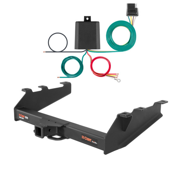 1994 - 2002 Dodge Ram 3500 With factory bumper Curt 2", Class 5 Trailer Tow Hitch + 4-flat Wiring Kit 15319 - CURT