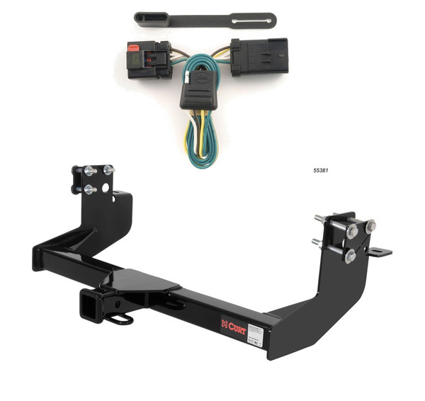 2003 - 2006 Dodge Sprinter 3500 118" and 140" WB with single rear wheels, 158" WB Curt 2", Class 3 Trailer Tow Hitch + 4-flat Wiring Kit 13250 - CURT