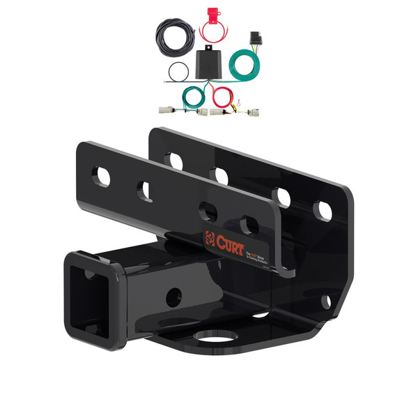 2021 - 2026 Ford Bronco w/o LED Tailights Excluding factory receiver Curt 2", Class 3 Trailer Tow Hitch + 4-flat Wiring Kit 13493 - CURT