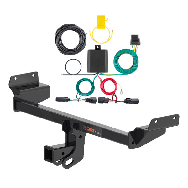 19 - 24 Ford Edge SE & SEL only Curt 2", Class 3 Trailer Tow Hitch + 4-flat Wiring Kit 13452 - CURT