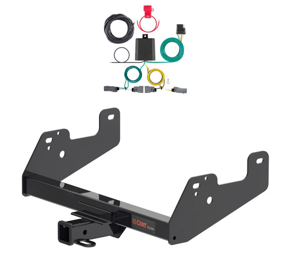 2021 - 2023 Ford F-150 w/o LED Tailights + Excluding factory receiver or Police Responder Curt 2", Class 3 Trailer Tow Hitch + 4-way Wiring Kit 13475 - CURT