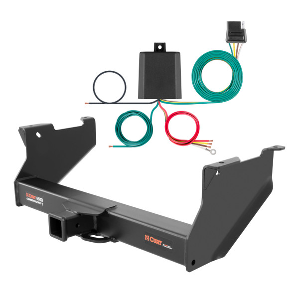 16 - 24 Ram 3500 6' bed, with or without factory receiver Curt 2-1/2", Class 5 Trailer Tow Hitch + 4-flat Wiring Kit 15801 - CURT