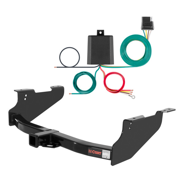11 - 24 Ram 3500 8' bed, excluding factory receiver Curt 2", Class 4 Trailer Tow Hitch + 4-flat Wiring Kit 14361 - CURT
