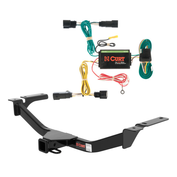 11 - 15 Lincoln MKX Fits beneath factory 1-1/4" receiver Curt 2", Class 3 Trailer Tow Hitch + 4-flat Wiring Kit 13067 - CURT