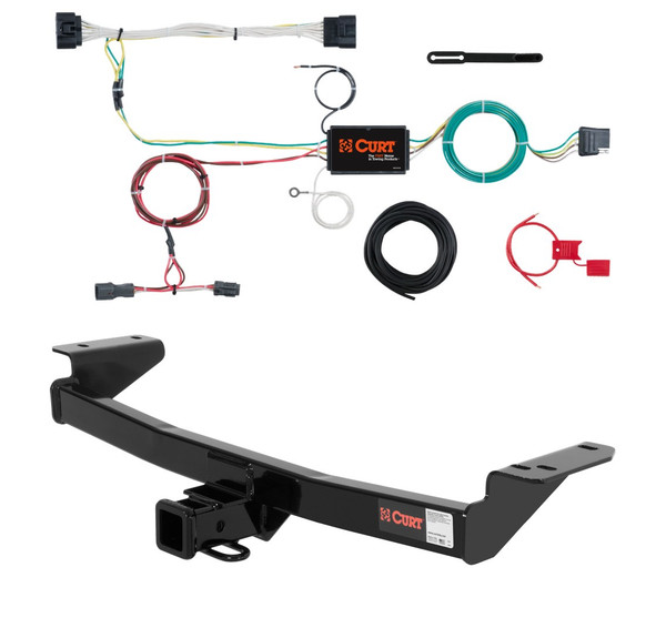 2011 - 2015 Kia Sportage Excluding SX models Curt 2", Class 3 Trailer Tow Hitch + 4-flat Wiring Kit 13066 - CURT