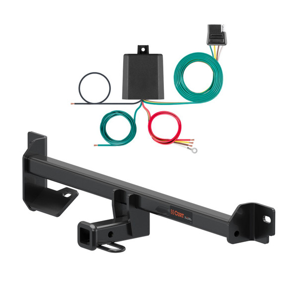 2015 - 2017 Nissan Micra Excluding SR Curt 1-1/4", Class 1 Trailer Tow Hitch + 4-flat Wiring Kit 11453 - CURT