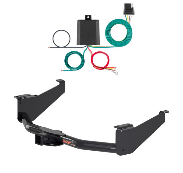 2017 - 2024 Nissan Titan Curt 2", Class 3 Trailer Tow Hitch + 4-flat Wiring Kit 13304 - CURT