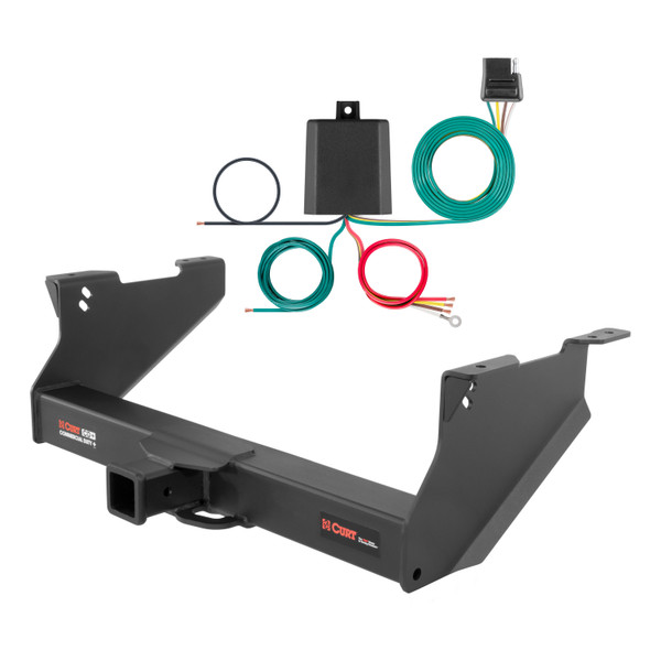 11 - 13 Ram 3500 8' bed, with or without factory receiver Curt 2=1/2", Class 5 Trailer Tow Hitch + 4-flat Wiring Kit 15809 - CURT