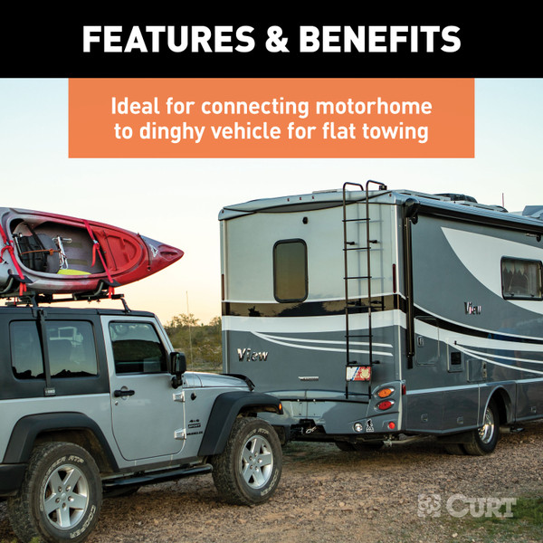 CURT 57284 8-Foot Flat Towing 7-Way RV Blade Wiring Extension Harness and USCAR Socket for Dinghy Vehicle