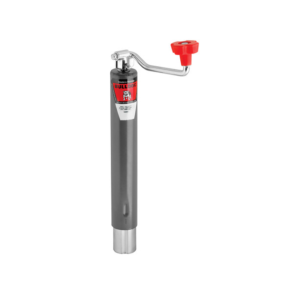 Bulldog Round Trailer Jack, No Mount, 5,000 lbs. Lift Capacity, Top Wind, Weld-On, 15 in. Travel - Bulldog
