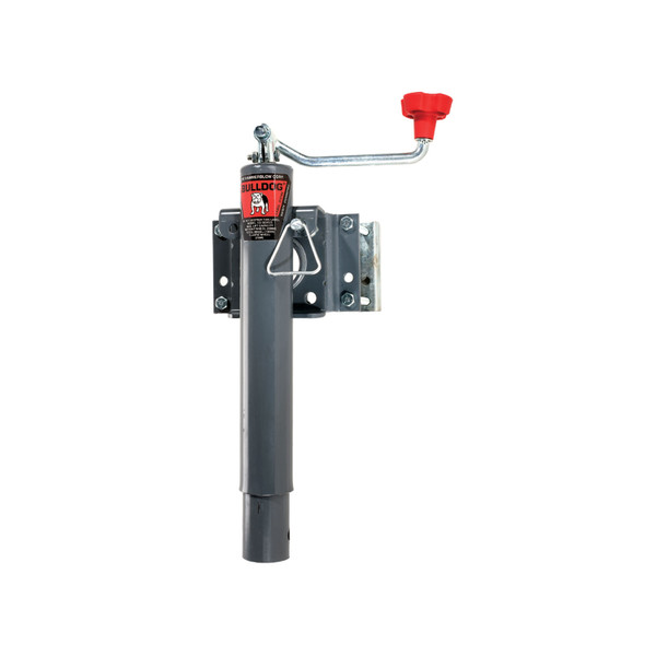 Bulldog Round Trailer Jack, Side Mount, 2,000 lbs. Lift Capacity, Top Wind, Bolt-On, 10 in. Travel BD151443 - Bulldog