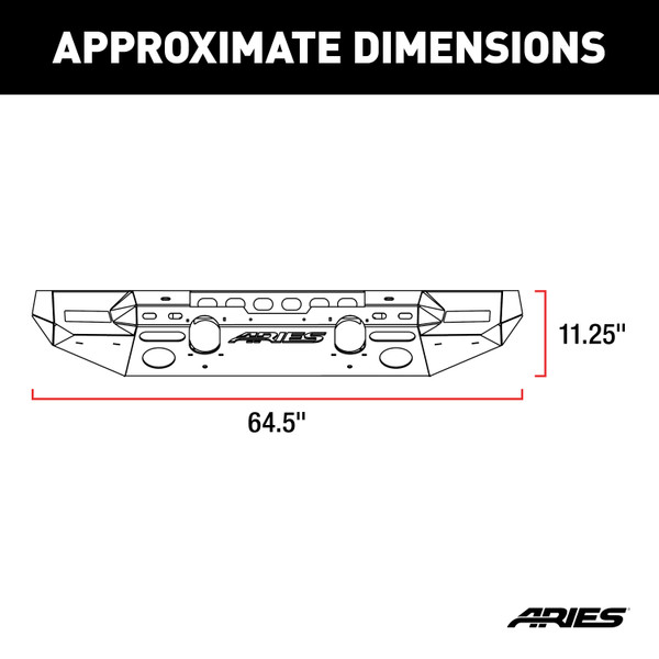 ARIES 2082076 TrailChaser Black Aluminum Front Bumper with Winch Mount, Select Jeep Wrangler JL, Gladiator