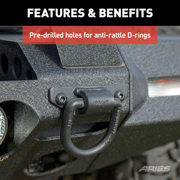 ARIES 2082076 TrailChaser Black Aluminum Front Bumper with Winch Mount, Select Jeep Wrangler JL, Gladiator