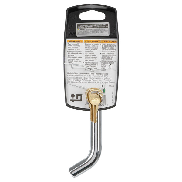 Draw-tite Trailer Hitch Lock, Fits 2 in. & 2-1/2 in. Receivers, 5/8 in. Pin Diameter, Bent Pin