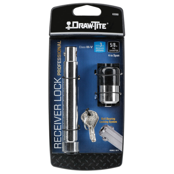 Draw-tite Trailer Hitch Lock, Fits 3 in. Receiver, 5/8 in. to 3/4 in. Pin Diameter, Professional