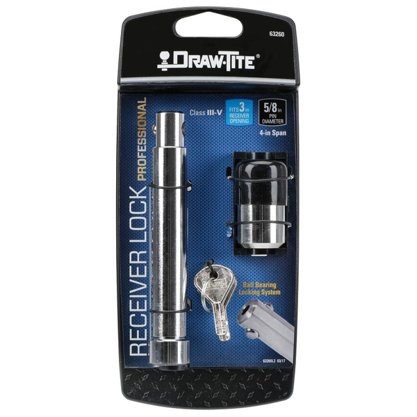 Draw-tite Trailer Hitch Lock, Fits 3 in. Receiver, 5/8 in. to 3/4 in. Pin Diameter, Professional