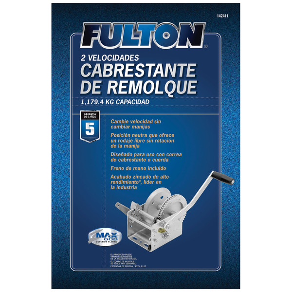 Fulton Trailer Winch, Two-Speed, 2,600 lbs. Capacity, No Strap FL142411
