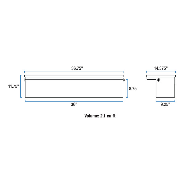 UWS Matte Black Aluminum 36" Truck Side Tool Box with Low Profile (Heavy Packaging) EC30363