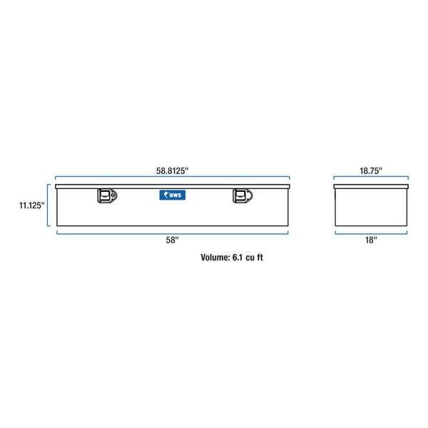 UWS Matte Black Aluminum 58" 5th Wheel Truck Tool Box (Heavy Packaging) EC20093