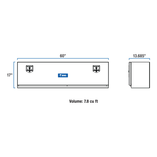 UWS Gloss Black Aluminum 60" Single-Door Topside Truck Tool Box TBTS-60-BLK