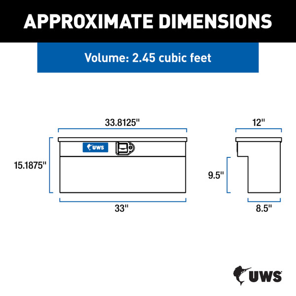 UWS Matte Black Aluminum UTV Side Tool Box - Polaris Ranger UTV-SM33-MB