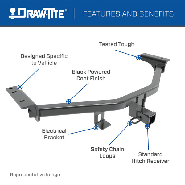 Draw-tite Class 3 Trailer Hitch, 2" Square Receiver, Black for Select Jeep Compass 76629