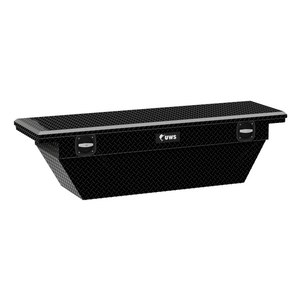 UWS Gloss Black Aluminum 69" Deep Angled Secure Lock Truck Tool Box with Low Profile SLD-69-A-LP-BLK - UWS