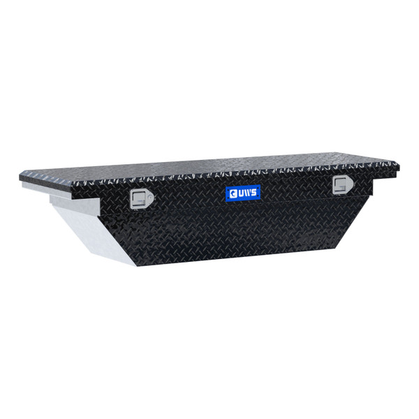 UWS Gloss Black Aluminum 63" Angled Truck Tool Box, Low Profile TBS-63-A-LP-BLK - UWS