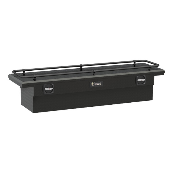 UWS Matte Black Aluminum 69" Secure Lock Crossover Truck Tool Box, Low Profile, Rail SL-69-LP-MB-R - UWS