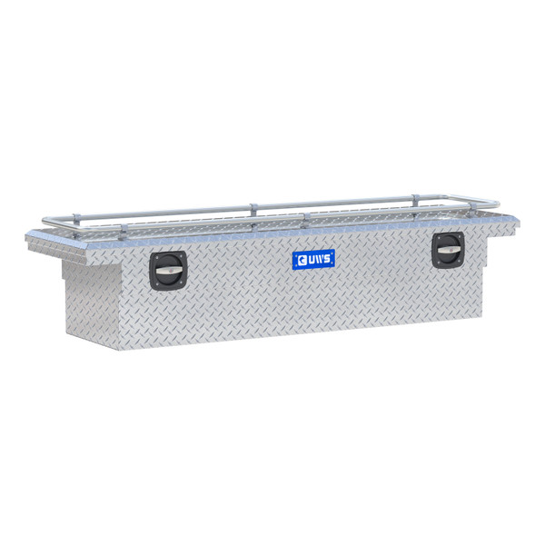 UWS Bright Aluminum 69" Secure Lock Crossover Truck Tool Box with Low Profile & Rail SL-69-LP-R - UWS