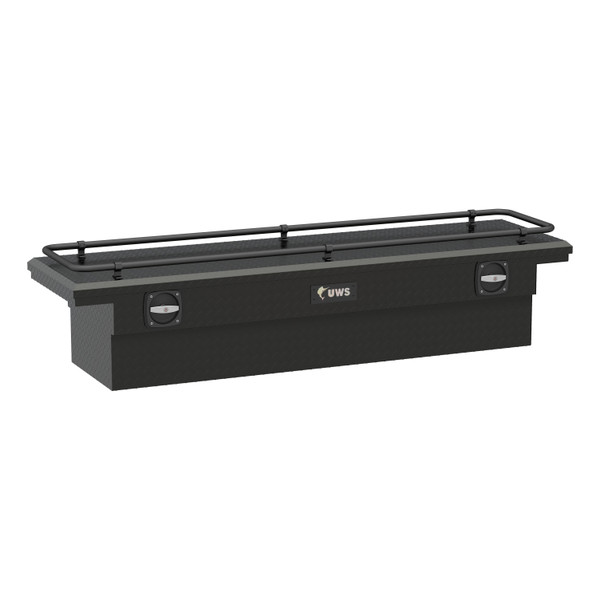 UWS Matte Black Aluminum 72" Secure Lock Crossover Truck Tool Box, Low Profile, Rail SL-72-LP-MB-R - UWS