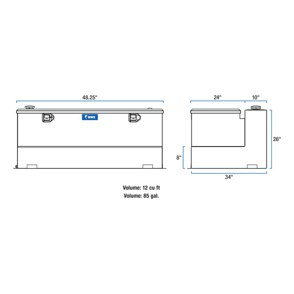 UWS Matte Black 85-Gallon Steel-Aluminum Combo Transfer Tank ST-85-COMBO-MB