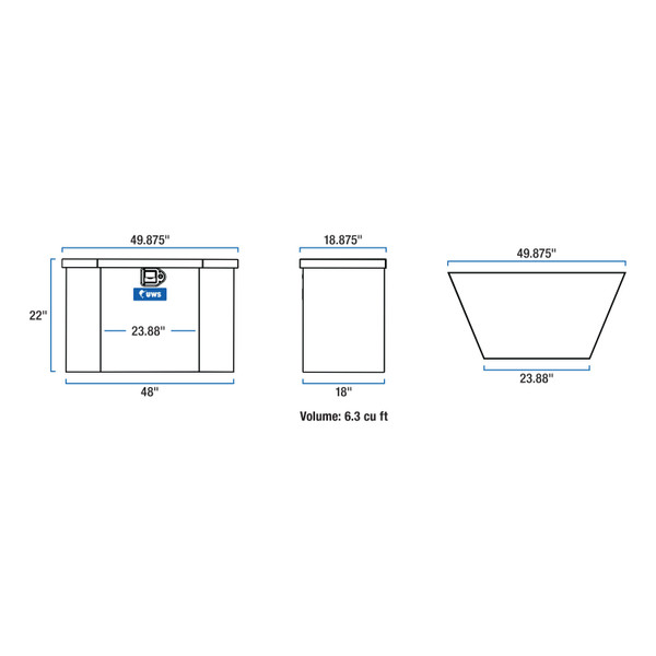 UWS Bright Aluminum 49" Trailer Tongue Box TBV-49