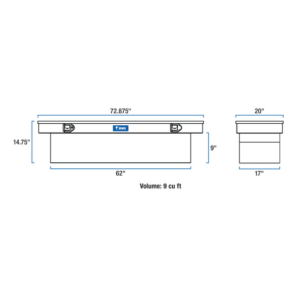 UWS Gloss Black Aluminum 72" Crossover Truck Tool Box (Heavy Packaging) EC10572