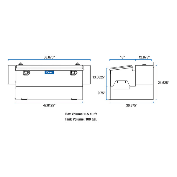 UWS White Hammerhead-Style 100-Gallon Steel-Aluminum Combo Transfer Tank ST-100HH-CB-W
