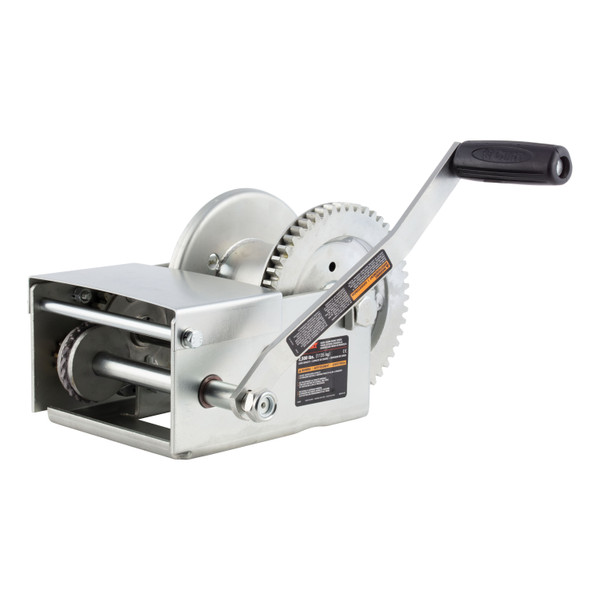 CURT Hand-Crank Brake Winch, 2,500 lbs, 15.8:1 Gear Ratio, 10.6" Handle - CURT