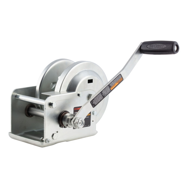 CURT Hand-Crank Brake Winch, 1,500 lbs, 5:1 Gear Ratio, 10.6" Handle - CURT