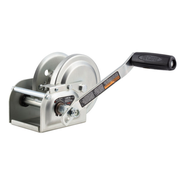 CURT Hand-Crank Brake Winch, 1,000 lbs, 4.2:1 Gear Ratio, 7" Handle - CURT