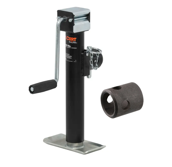 CURT 5,000 lb Pipe-Mount Swivel Trailer Jack with Side Handle 10" Travel - CURT