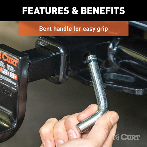 CURT 1/2" Hitch Pin with Groove (1-1/4" Receiver, Zinc, Packaged) Trailer Hitch Pin