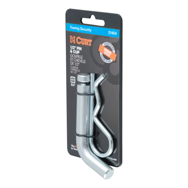 CURT 1/2" Hitch Pin with Groove (1-1/4" Receiver, Zinc, Packaged) Trailer Hitch Pin - CURT