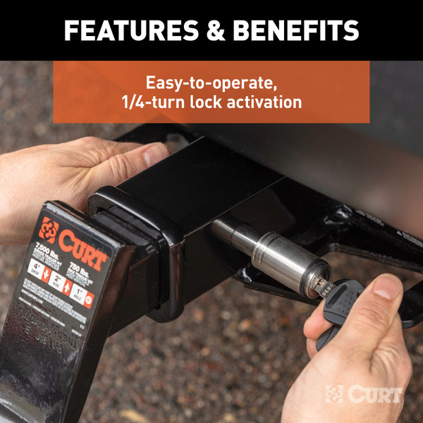CURT 5/8" Hitch Lock (2" or 2-1/2" Receiver, Barbell, Stainless) Trailer Hitch Lock