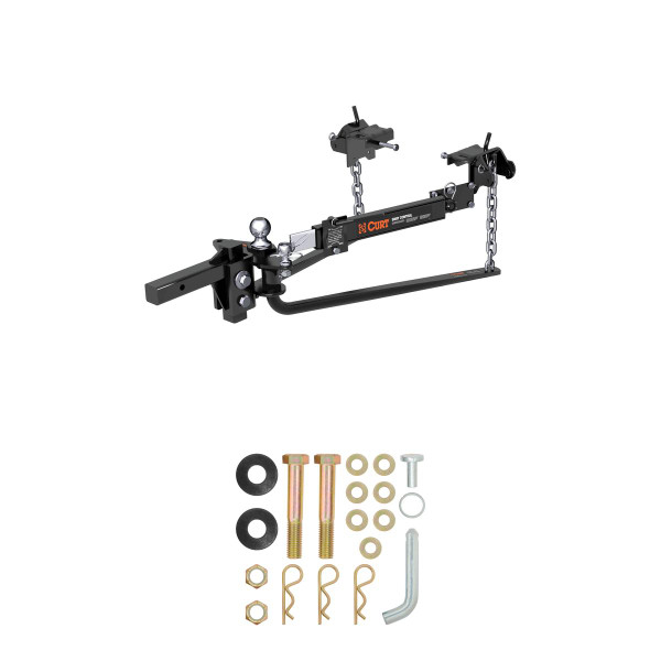 CURT (10-14K) Round Bar Weight Distribution Hitch with Lubrication, Sway Control - CURT