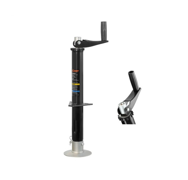 CURT Pipe-Mount Swivel Jack with Top Handle (5,000 lbs, 15" Travel) Trailer Jack - CURT
