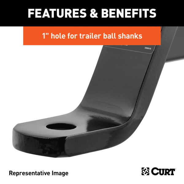 CURT Dual-Length Ball Mount (2" Shank, 7,500 lbss., 2" Drop, 7-1/2" or 10-1/2" Long) Trailer Hitch Ball Mount