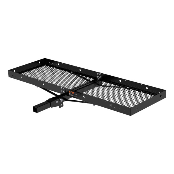 CURT 60" x 20" Black Steel Tray Cargo Carrier (Folding 2" Shank, 500 lbs.) Receiver Hitch Mounted Cargo Carrier - CURT